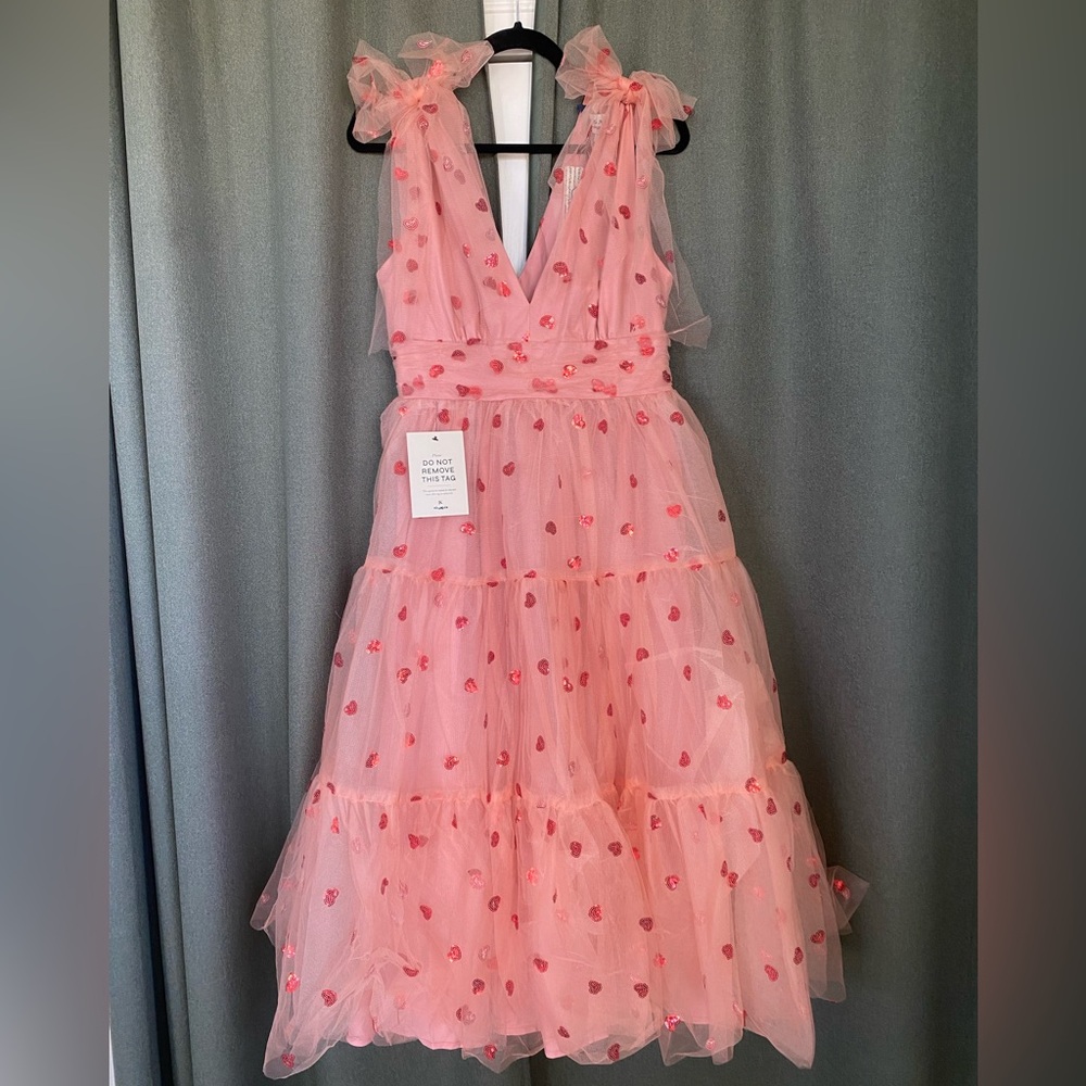JessaKae Pink Sweetheart Dress with Heart Accents, NWT Never Worn